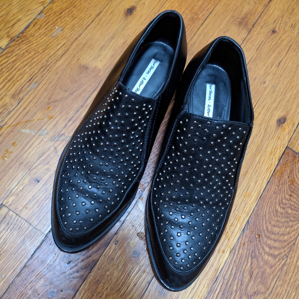 Genuine leather studded loafers